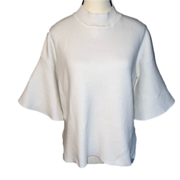 Sunday in Brooklyn White Mock Neck Bell Sleeve Sweater Size XS, fits like S/M - Picture 2 of 8